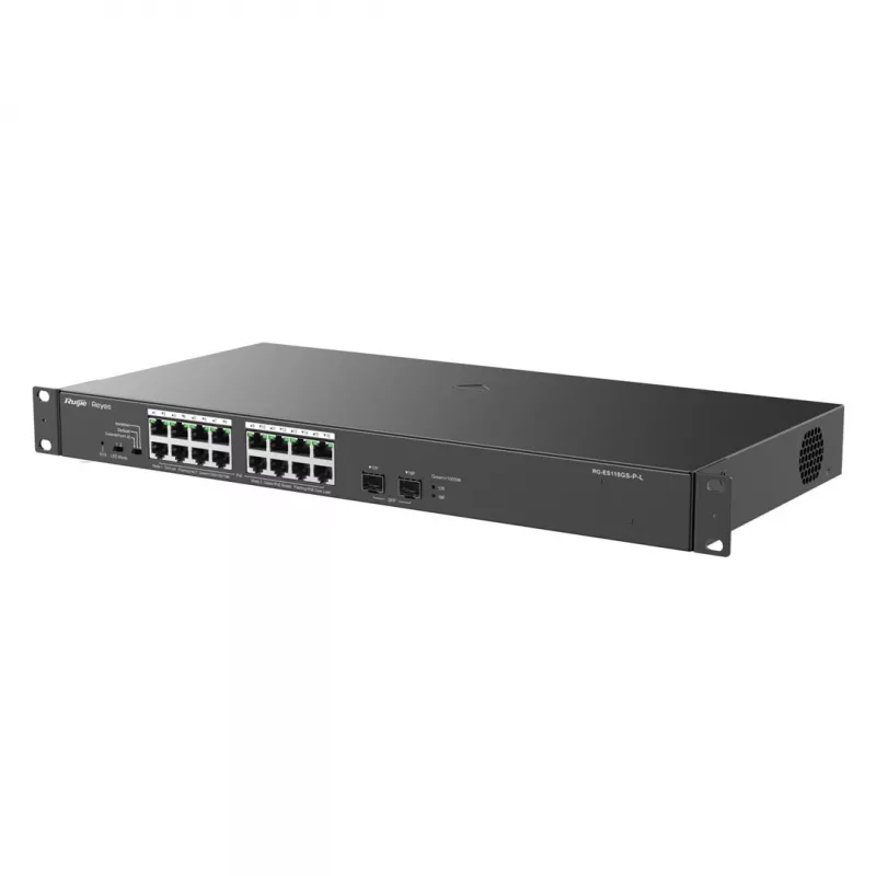 Reyee przełącznik 16-portowy 1000Mbps + 2 gigabitowe porty SFP, 16 portów obsługujących zasilanie PoE/PoE+ - Przełącznik - 1 Gb/s