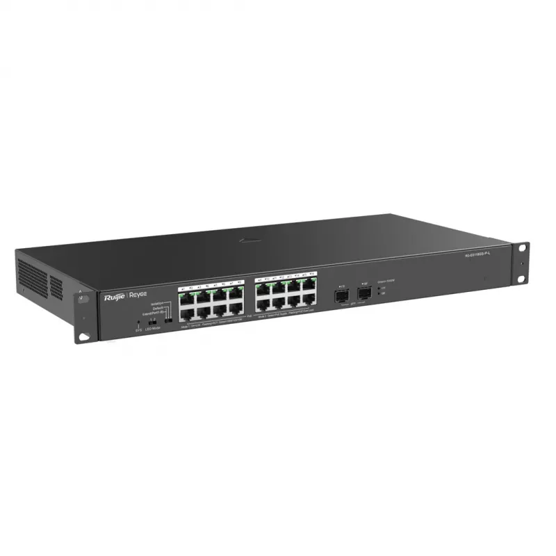 Reyee przełącznik 16-portowy 1000Mbps + 2 gigabitowe porty SFP, 16 portów obsługujących zasilanie PoE/PoE+ - Przełącznik - 1 Gb/s