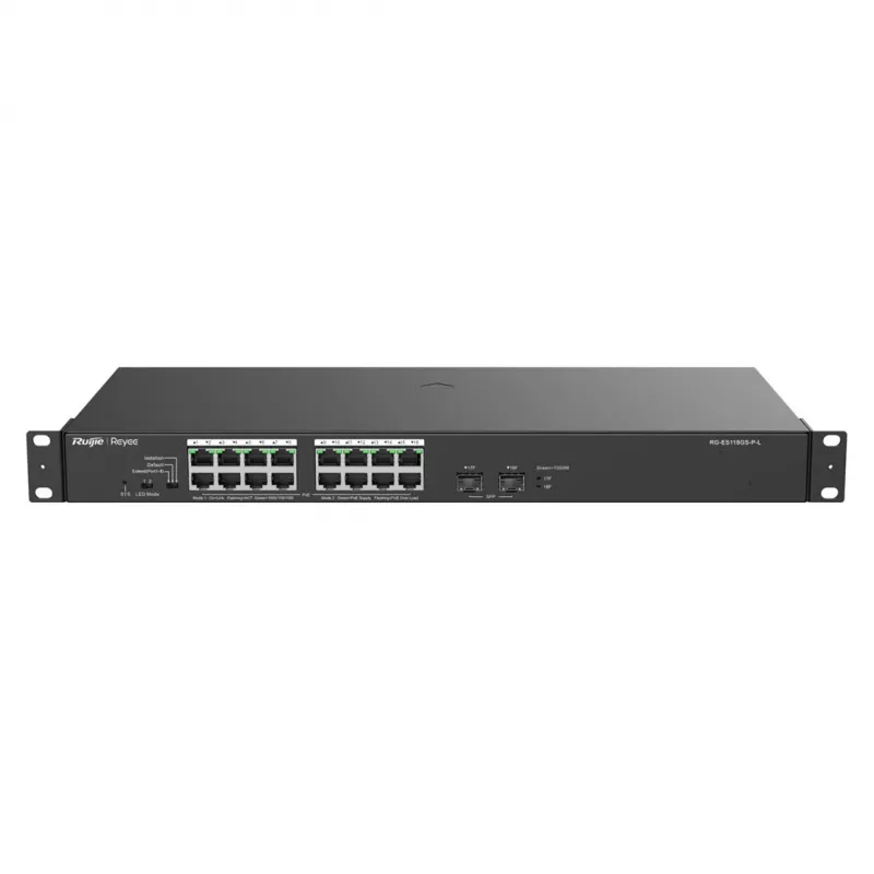 Reyee przełącznik 16-portowy 1000Mbps + 2 gigabitowe porty SFP, 16 portów obsługujących zasilanie PoE/PoE+ - Przełącznik - 1 Gb/s
