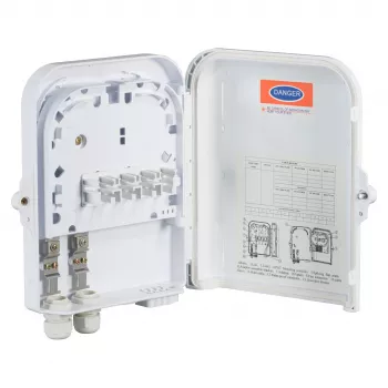 Zewnętrzna skrzynka przyłączeniowa FTTH IP65 na 16 włókien, 8 sprzęgaczy i zapas włókna Producent: EFB-Elektronik (FTTH-BOX-OUT-2)