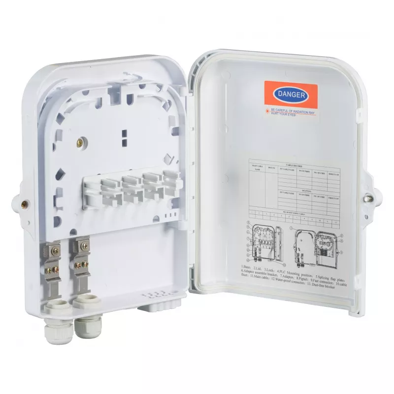 Zewnętrzna skrzynka przyłączeniowa FTTH IP65 na 16 włókien, 8 sprzęgaczy i zapas włókna Producent: EFB-Elektronik (FTTH-BOX-OUT-2)