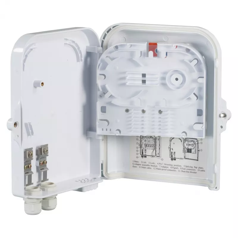 Zewnętrzna skrzynka przyłączeniowa FTTH IP65 na 16 włókien, 8 sprzęgaczy i zapas włókna Producent: EFB-Elektronik (FTTH-BOX-OUT-2)