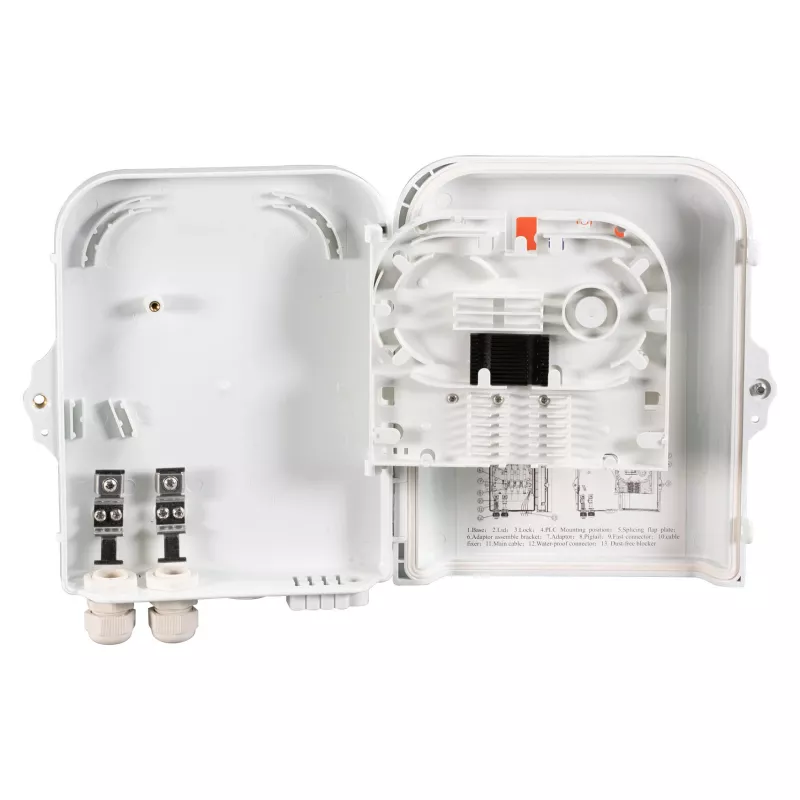 Zewnętrzna skrzynka przyłączeniowa FTTH IP65 na 16 włókien, 8 sprzęgaczy i zapas włókna Producent: EFB-Elektronik (FTTH-BOX-OUT-2)