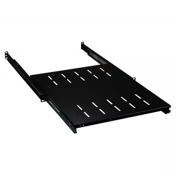Wysuwana półka 19 cali 1U EFB Elektronik, głębokość 350–450 mm, obciążenie 30 kg, do szafy o głębokości 600 mm, regulowany montaż przód/tył, stal RAL7035/RAL9005