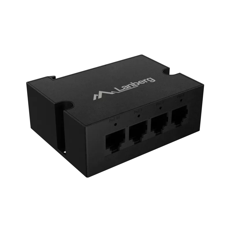 Przełącznik Lanberg DIN-FE4-AT-30W 1XIN 3X Out 100MB POE Extender Fast Ethernet Din Rail AT 30W