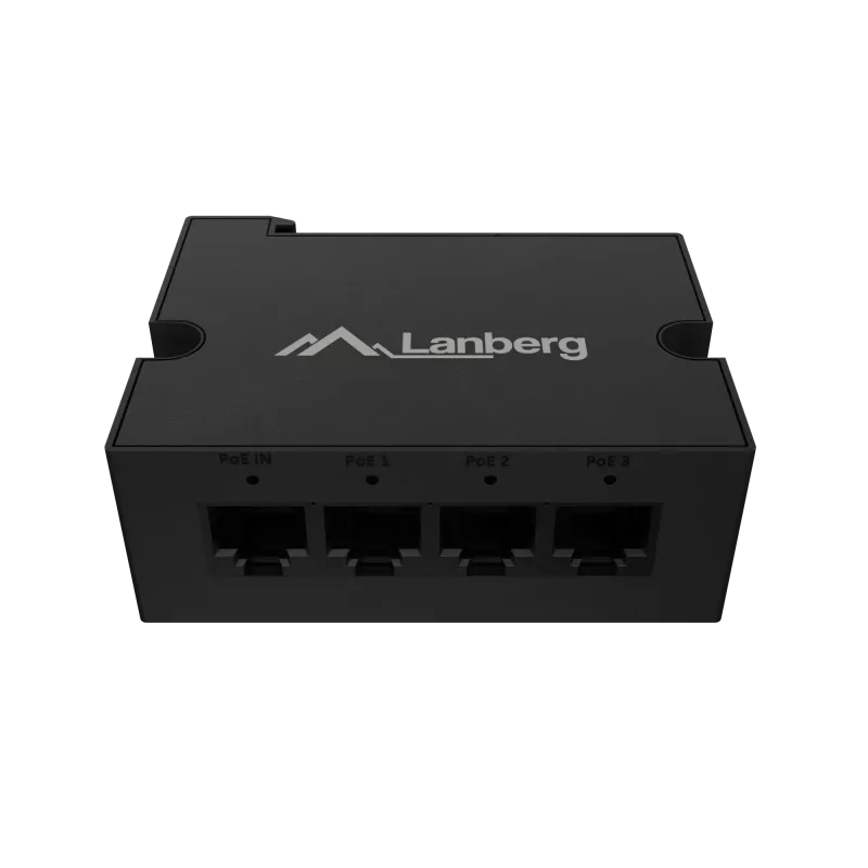 Przełącznik Lanberg DIN-FE4-AT-30W 1XIN 3X Out 100MB POE Extender Fast Ethernet Din Rail AT 30W