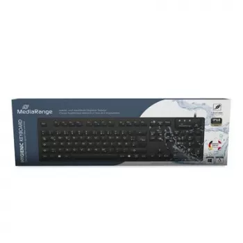 MediaRange kabelgeb. Klawiatura higieniczna, QWERTZ, IP68, 1,5 m, czarna