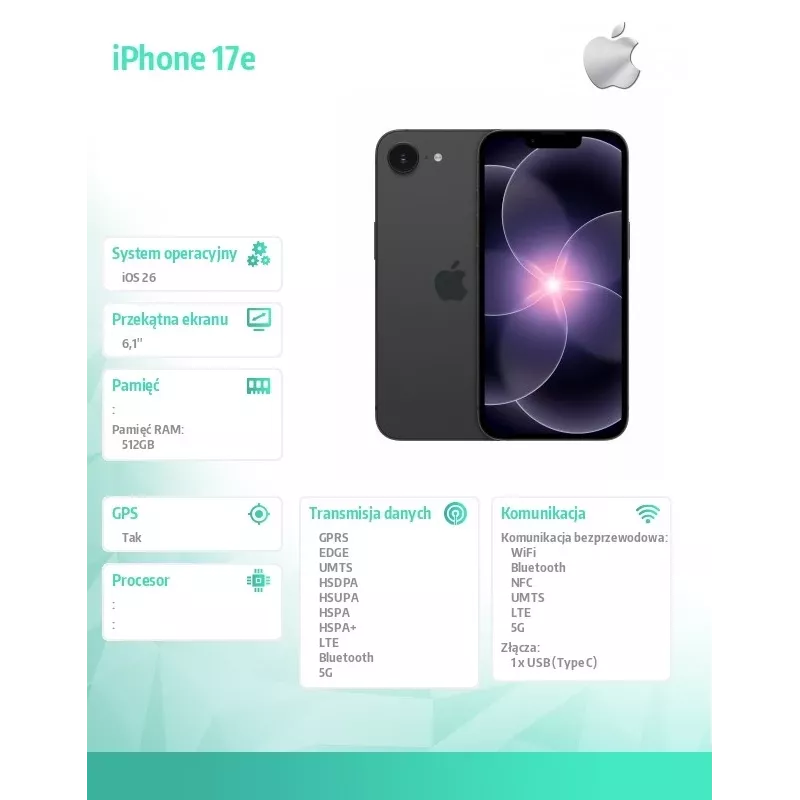 iPhone 17e 512GB Czarny