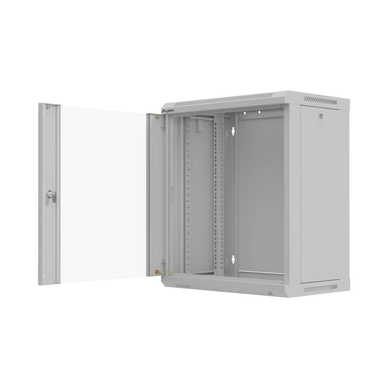 Szafa rack wisząca 19 cali 12U 540x350 szara drzwi szklane (płaska paczka)