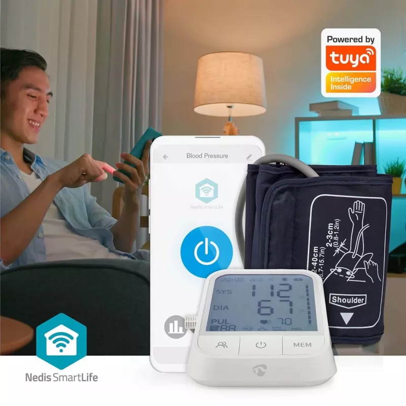 ciśnieniomierz Nedis SmartLife BTHBP10WT LCD 22-42cm