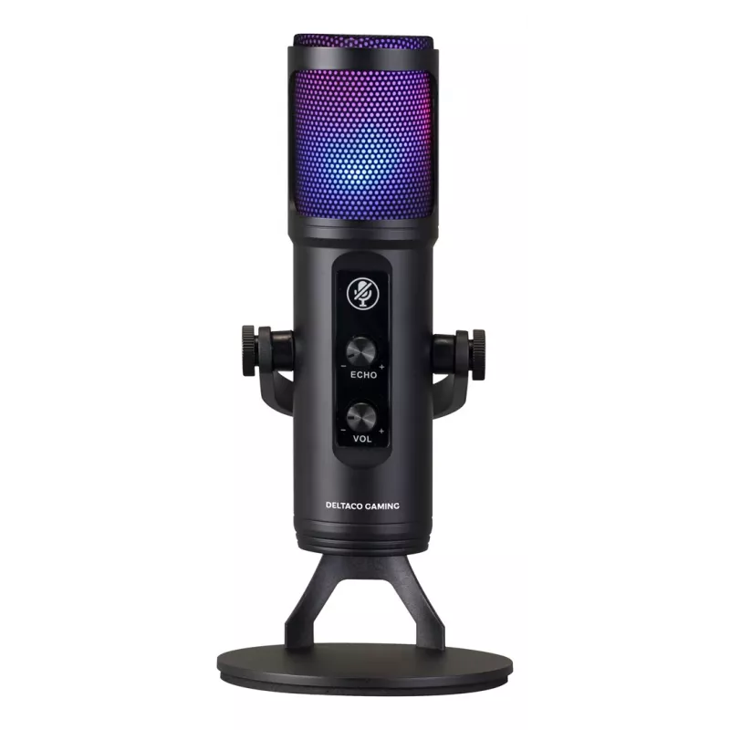 Mikrofon streamingowy Deltaco Gaming RGB czarny