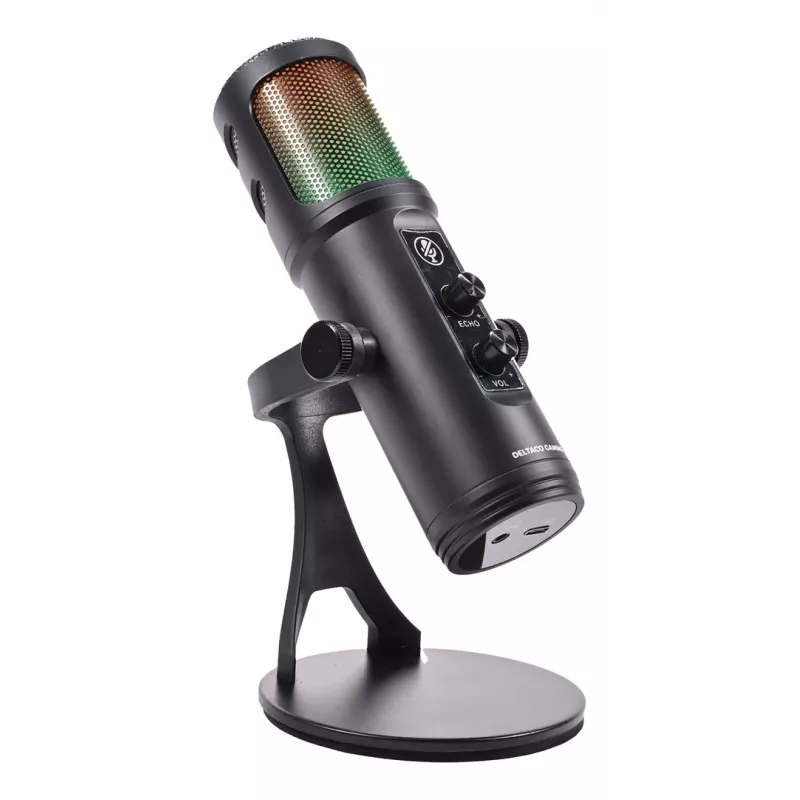 Mikrofon streamingowy Deltaco Gaming RGB czarny