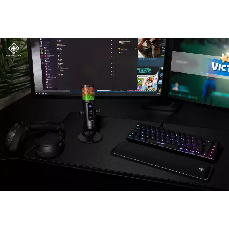 Mikrofon streamingowy Deltaco Gaming RGB czarny