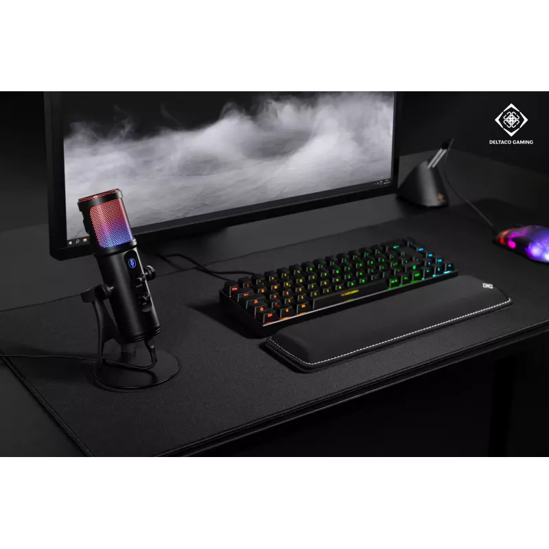 Mikrofon streamingowy Deltaco Gaming RGB czarny