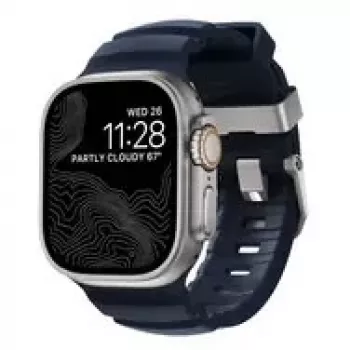 Pasek NOMAD Rocky Point Band - do Apple Watch 46mm/49mm z FKM i tytanem (atlantic, naturalne okucia)