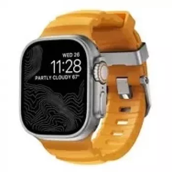 NOMAD Rocky Point Band - pasek do Apple Watch 46mm/49mm z FKM i tytanem (sol, naturalne okucia)