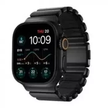 NOMAD Stratos Band - tytanowa bransoleta do Apple Watch 49mm z FKM (czarny tytan, czarny FKM)