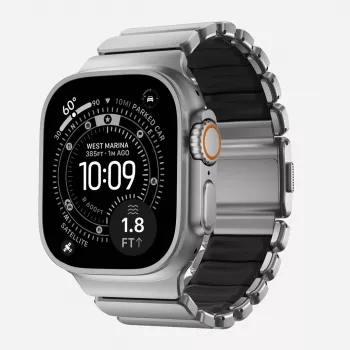 NOMAD Stratos Band - bransoleta tytanowa do Apple Watch 49mm z FKM (tytan naturalny, czarny FKM)