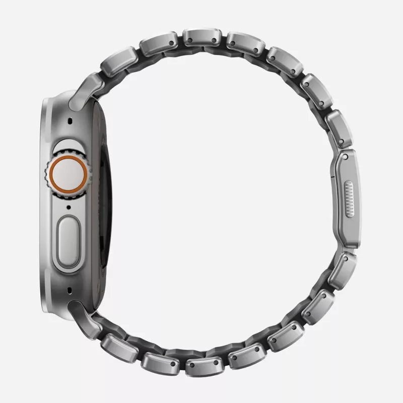 NOMAD Stratos Band - bransoleta tytanowa do Apple Watch 49mm z FKM (tytan naturalny, czarny FKM)