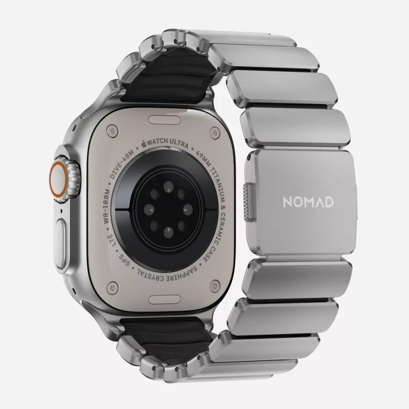 NOMAD Stratos Band - bransoleta tytanowa do Apple Watch 49mm z FKM (tytan naturalny, czarny FKM)