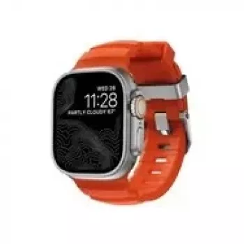 Pasek NOMAD Rocky Point Band - do Apple Watch 46mm/49mm z FKM i tytanem (magma, naturalne okucia)