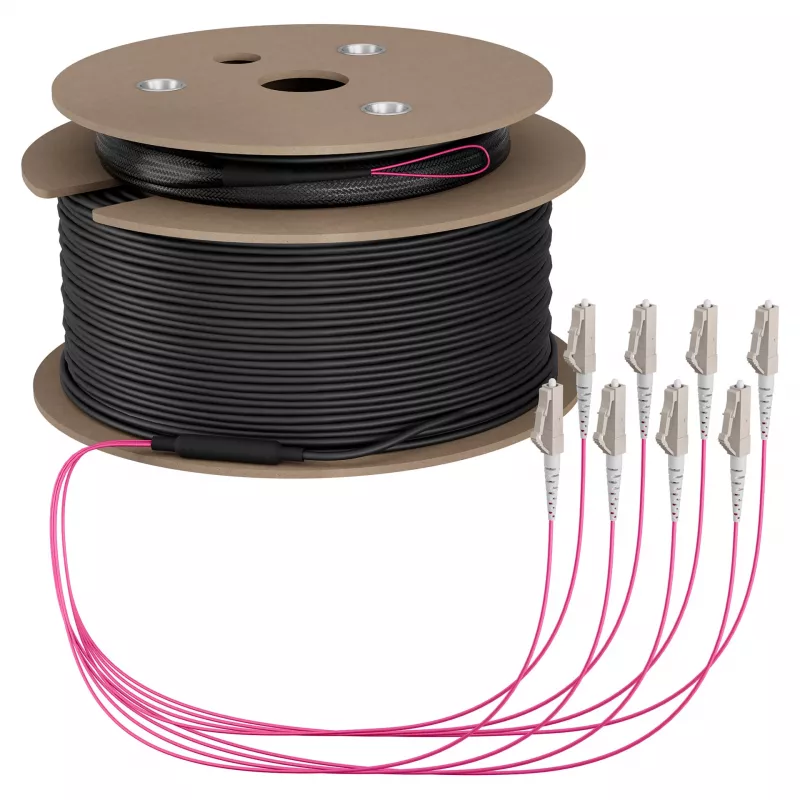 Kabel magistralny EFB U-DQ(ZN)BH OM4 8G (1x8) LC-LC 140m Dca LSZH