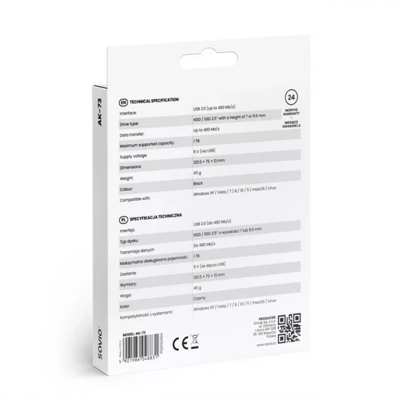 Zewnętrzna obudowa HDD/SSD AK-73 SAVIO