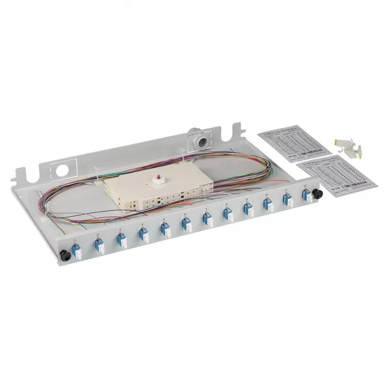 Skrzynka rozdzielcza światłowodowa EFB Elektronik BA71921L24, LC 9/125µm OS2, 24 rozdzielone pigtaile, 12 sprzęgaczy, wysuwana