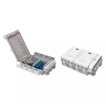 FTTH IP65 zewnętrzna światłowodowa puszka rozgałęźna Producent FTTH-BOX-OUT-5 dla 48 włókien, 24 adapterów, tacka spawów w zestawie