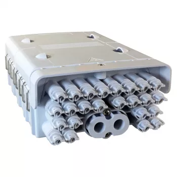 FTTH IP65 zewnętrzna światłowodowa puszka rozgałęźna Producent FTTH-BOX-OUT-5 dla 48 włókien, 24 adapterów, tacka spawów w zestawie
