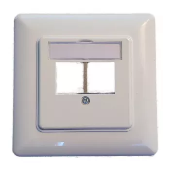 EFB Elektronik 2‑Port Keystone Frame Set ET-25091 — proste gniazdo DIN49075, RAL9003 biały, ramka 80×80 mm z płytką centralną 50×50 mm