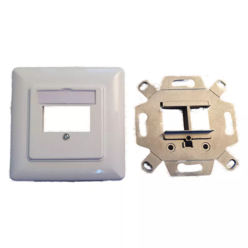 EFB Elektronik 2‑Port Keystone Frame Set ET-25091 — proste gniazdo DIN49075, RAL9003 biały, ramka 80×80 mm z płytką centralną 50×50 mm