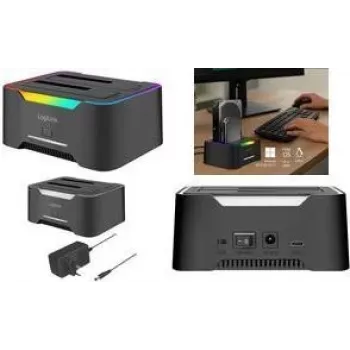 Stacja dokująca LOGILINK Quickport QP0036, USB 3.2, 2-portowa dla dysków 2,5/3,5 cala SATA HDD/SSD