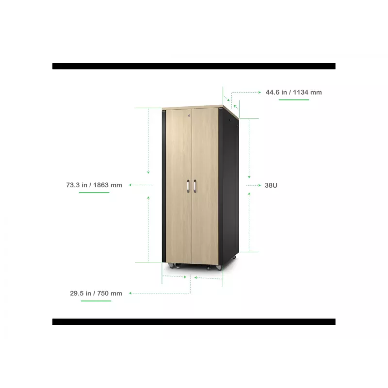 APC NetShelter - Szafa (pozioma) - dźwiękoszczelna - AC 230 V - klon - 38U - 48,3 cm (19 cali)