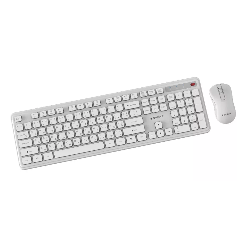 Gembird KBS-WPS-01-W-CYRL bezprzewodowy zestaw klawiatura i mysz, cyrylica, biały
