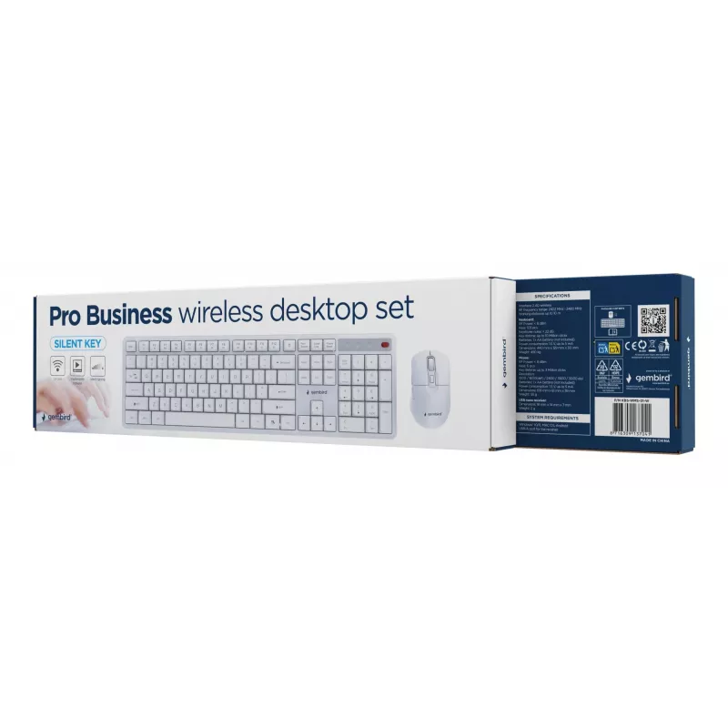 Klawiatura + mysz bezprzewodowa ENG/biały KBS-WMS-01-W Gembird