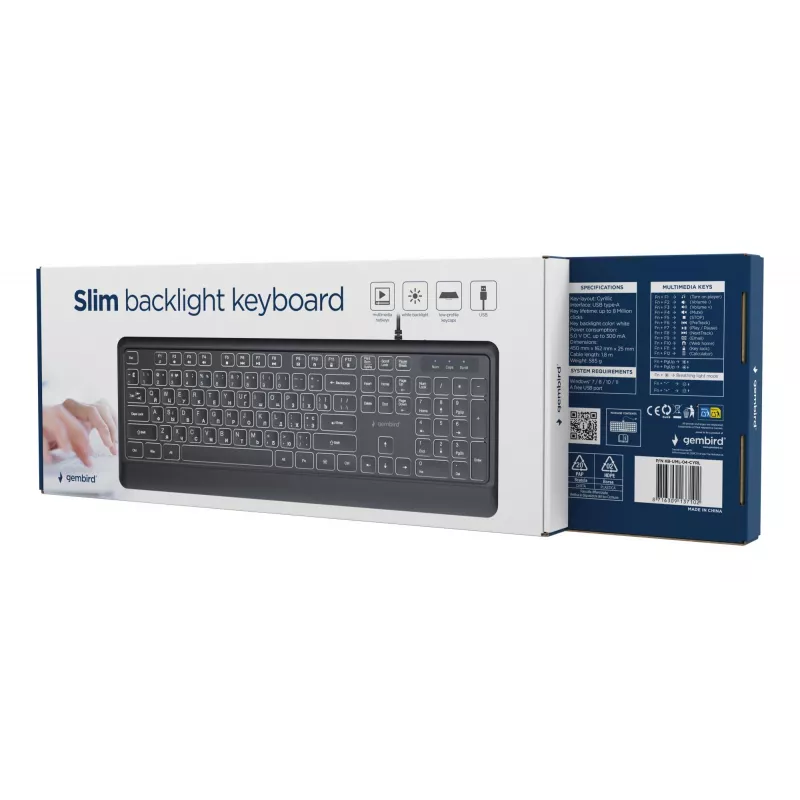 Klawiatura multimedialna USB CYRYLICA/CZARNA KB-UML-04-CYRL Gembird