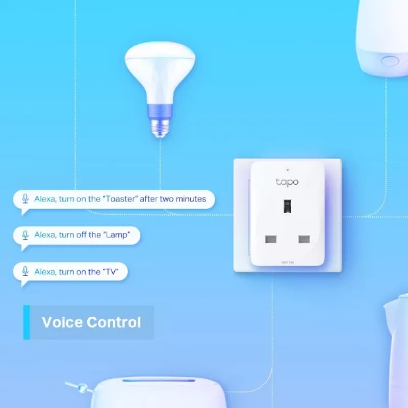 TP-Link Tapo Mini Inteligentne Gniazdko Wi-Fi, Do Wewnątrz, Białe, Dom, Poliwęglan (PC), Status, CE, RoHS