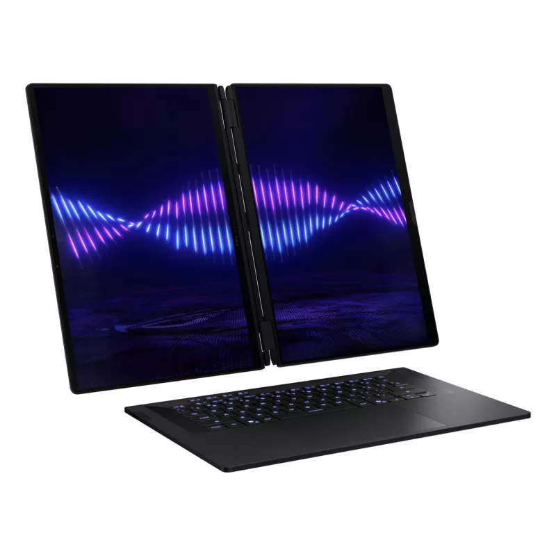 ASUS ROG Zephyrus Duo GX651AX-SR005X Intel Core Ultra 9 386H Hybrid (2-w-1) 40.6 cm (16 cali) Dotykowy WQXGA+ 64 GB LPDDR5x-SDRAM 2 TB SSD NVIDIA GeForce RTX 5090 Wi-Fi 7 (802.11be) Windows 11 Pro Szary