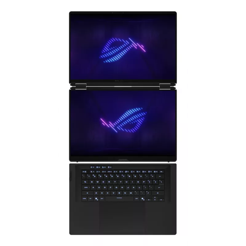 ASUS ROG Zephyrus Duo GX651AX-SR005X Intel Core Ultra 9 386H Hybrid (2-w-1) 40.6 cm (16 cali) Dotykowy WQXGA+ 64 GB LPDDR5x-SDRAM 2 TB SSD NVIDIA GeForce RTX 5090 Wi-Fi 7 (802.11be) Windows 11 Pro Szary