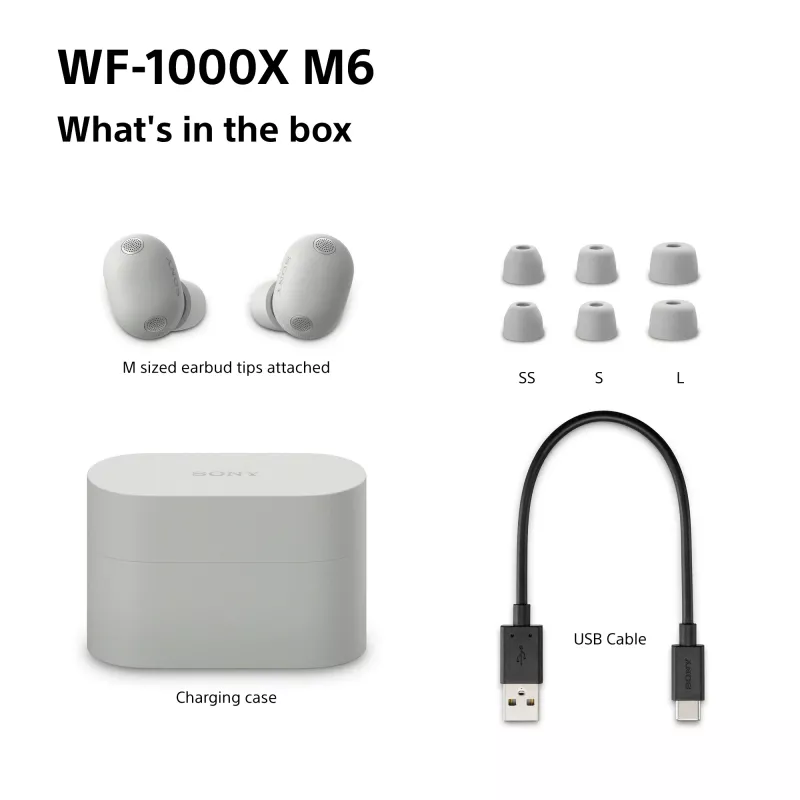 Sony WF1000XM6S.CE7 Zestaw słuchawkowy bezprzewodowy douszny do połączeń/muzyki Bluetooth srebrny