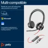 HP Poly Czarnywire 8225 Stereofoniczny zestaw słuchawkowy USB-C + adapter USB-C/A
