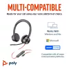 HP Poly Czarnywire 8225 Stereofoniczny zestaw słuchawkowy USB-C + adapter USB-C/A