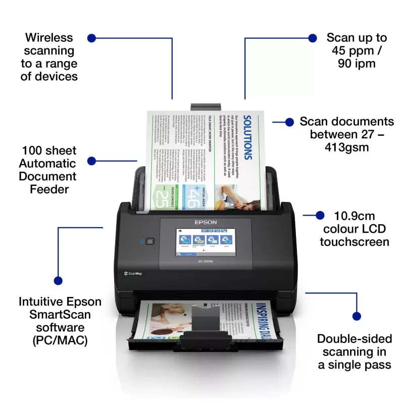 Epson WorkForce ES-590W Skaner arkuszowy 600 x 600 DPI A4 Czarny