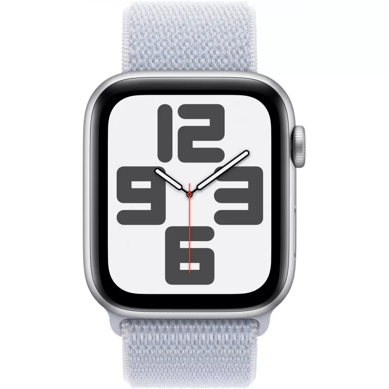 Apple Watch SE GPS 44 mm aluminiowa koperta srebrna, pętla sportowa niebieska chmura