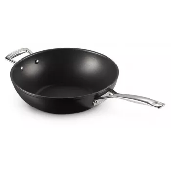 Le Creuset Toughened Non-Stick wok do stir-fry 30 cm czarny/srebrny