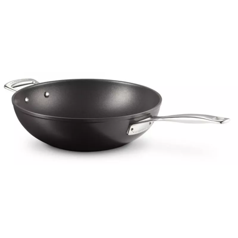 Le Creuset Toughened Non-Stick wok do stir-fry 30 cm czarny/srebrny