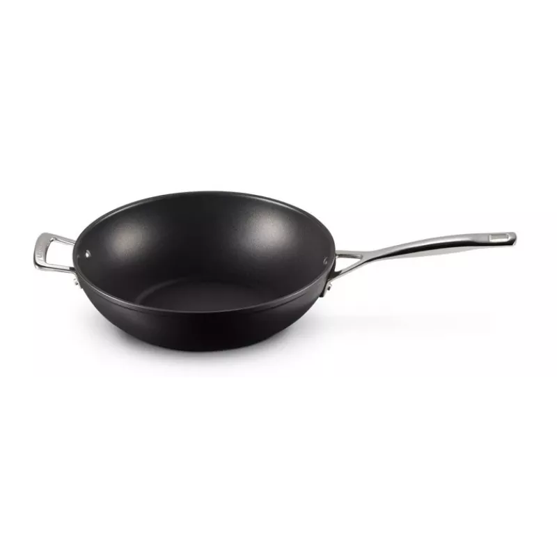 Le Creuset Toughened Non-Stick wok do stir-fry 30 cm czarny/srebrny