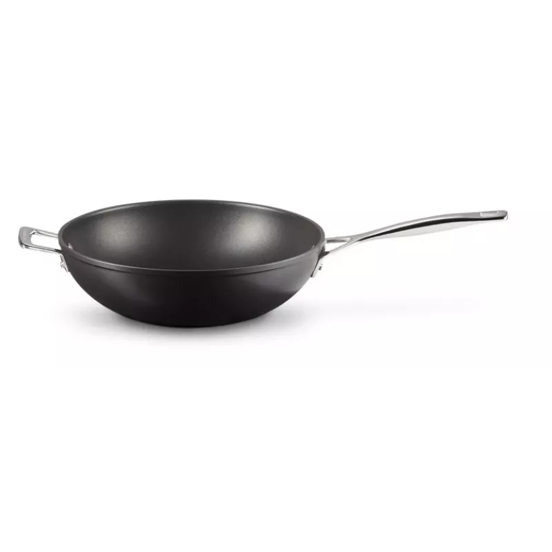 Le Creuset Toughened Non-Stick wok do stir-fry 30 cm czarny/srebrny