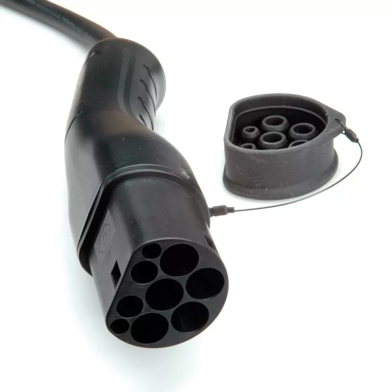 ROLINE E-Auto Ladekabel Typ2, 3-phasig, 480VAC (3P+N+E), 16 A, 11 kW, Spiralkabel, 3 m (19.08.0043)